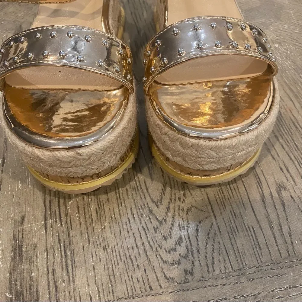 Pink Metallic Open Toe Strap Platform Boutique Summer Espadrille Sandals